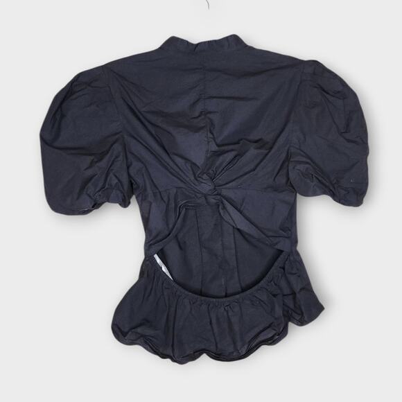 Vince Draped Puff Sleeve Blouse Black Open Back Women’s XS / 2 - Picture 10 of 10